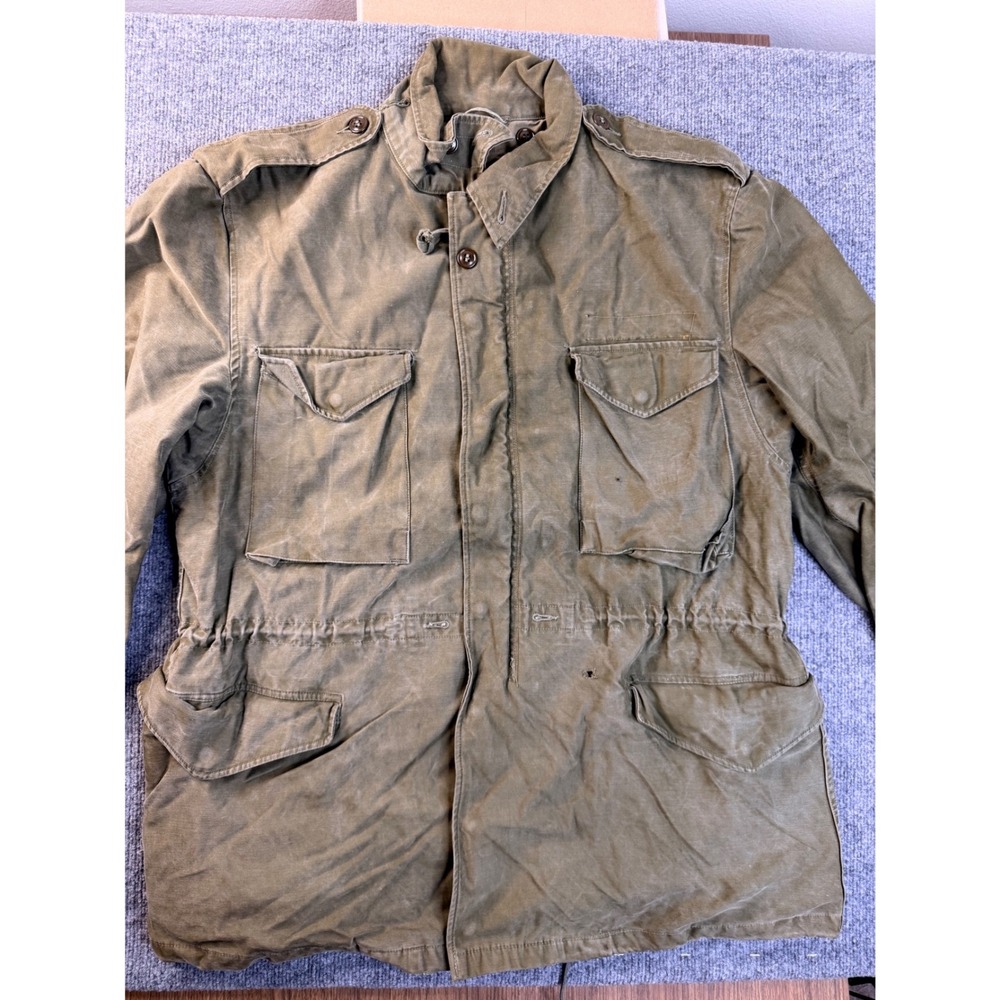 Vintage US Army M-1951 Field Jacket Large Olive Drab Cotton Military M51 Shell